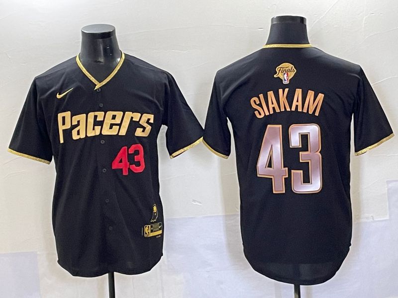 Men 2025 Indiana Pacers 43 Siakam Black Joint Name NBA Jersey style 1